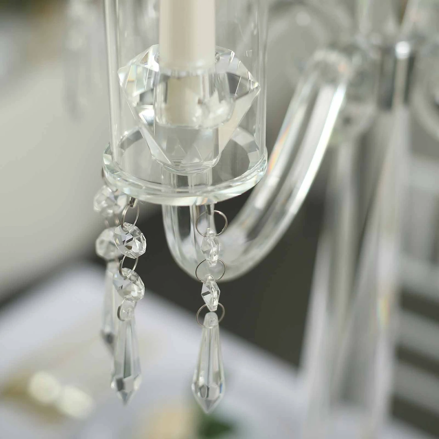 4 Arm Premium Crystal Glass Taper Candle Holder Candelabra With Chandelier Chains 36" 11 4 Arm Premium Crystal Glass Taper Candle Holder Candelabra With Chandelier Chains 36" - Image 11