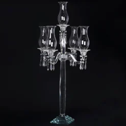 5 Arm Premium Crystal Glass Taper Candle Holder Candelabra With Chandelier Chains 40" -Home Decor Promotional Store CHDLR GLAS 026 D01.progressive a8c145ef f45e 420e b16b 08dd69fd548d