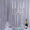 5 Arm Premium Crystal Glass Taper Candle Holder Candelabra Stand 27"