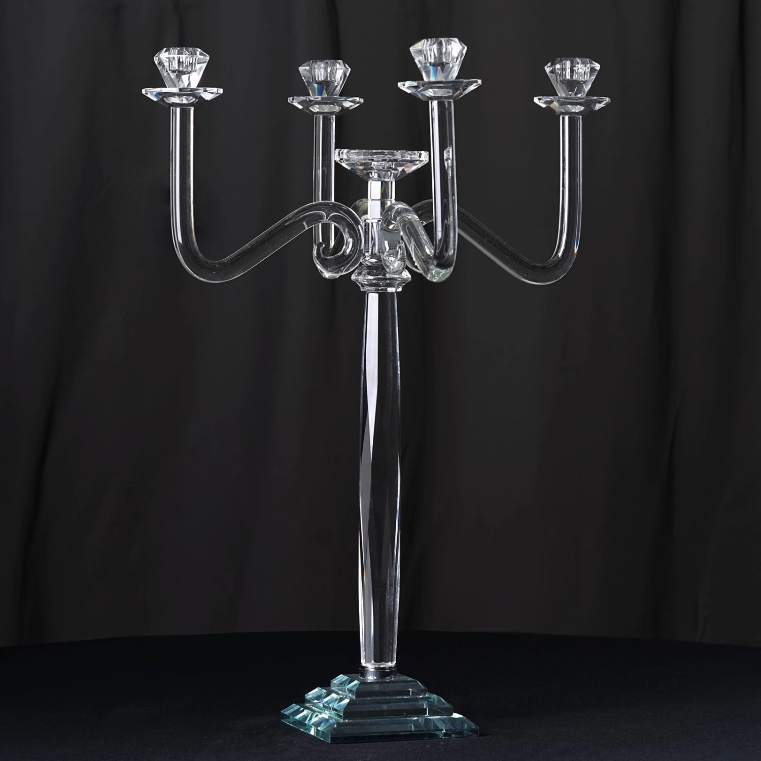 5 Arm Premium Crystal Glass Taper Candle Holder Candelabra Stand 27" 3 5 Arm Premium Crystal Glass Taper Candle Holder Candelabra Stand 27" - Image 3