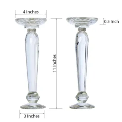 2 Pack Premium Cut Crystal Glass Pillar Candle Holder Stands, Kissing Ball Flower Pedestals 11" 9 2 Pack Premium Cut Crystal Glass Pillar Candle Holder Stands, Kissing Ball Flower Pedestals 11" -Home Decor Promotional Store CHDLR GLAS 040 98