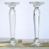 2 Pack Premium Cut Crystal Glass Pillar Candle Holder Stands, Kissing Ball Flower Pedestals 11"