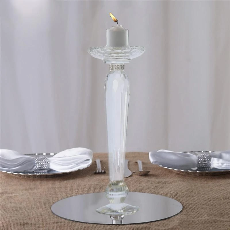 2 Pack Premium Cut Crystal Glass Pillar Candle Holder Stands, Kissing Ball Flower Pedestals 11" 4 2 Pack Premium Cut Crystal Glass Pillar Candle Holder Stands, Kissing Ball Flower Pedestals 11" - Image 4
