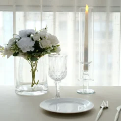 Clear Crystal Glass Hurricane Taper Candle Holders With Tall Cylinder Chimney Tubes -Home Decor Promotional Store CHDLR GLAS 041 14 CLR D04