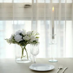 Clear Crystal Glass Hurricane Taper Candle Holders With Tall Cylinder Chimney Tubes -Home Decor Promotional Store CHDLR GLAS 041 18 CLR D04