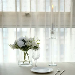 Clear Crystal Glass Hurricane Taper Candle Holders With Tall Cylinder Chimney Tubes -Home Decor Promotional Store CHDLR GLAS 041 22 CLR D04