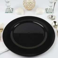 6 Pack Round Acrylic Plastic Charger Plates, Dinner Table Decor 13" 21 6 Pack Round Acrylic Plastic Charger Plates, Dinner Table Decor 13" -Home Decor Promotional Store CHRG 1301 BLK 01