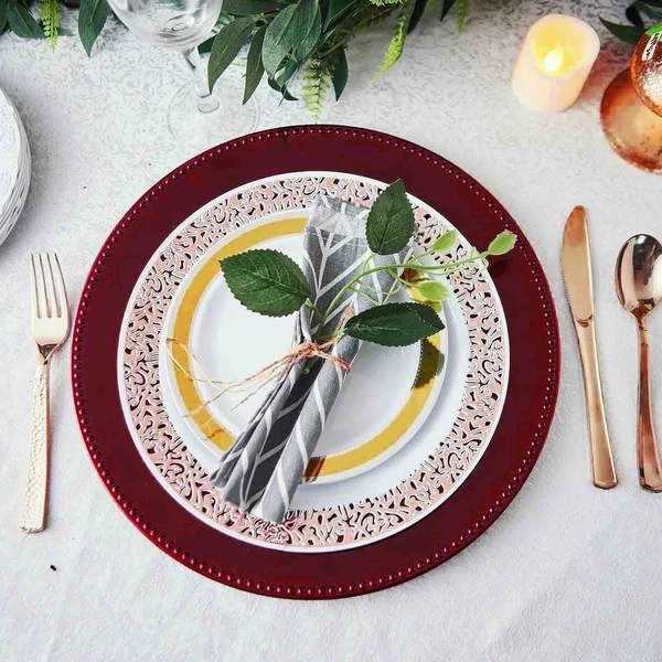 6 Pack Beaded Acrylic Charger Plate, Plastic Round Dinner Charger Tabletop Decor 13" 1 6 Pack Beaded Acrylic Charger Plate, Plastic Round Dinner Charger Tabletop Decor 13"