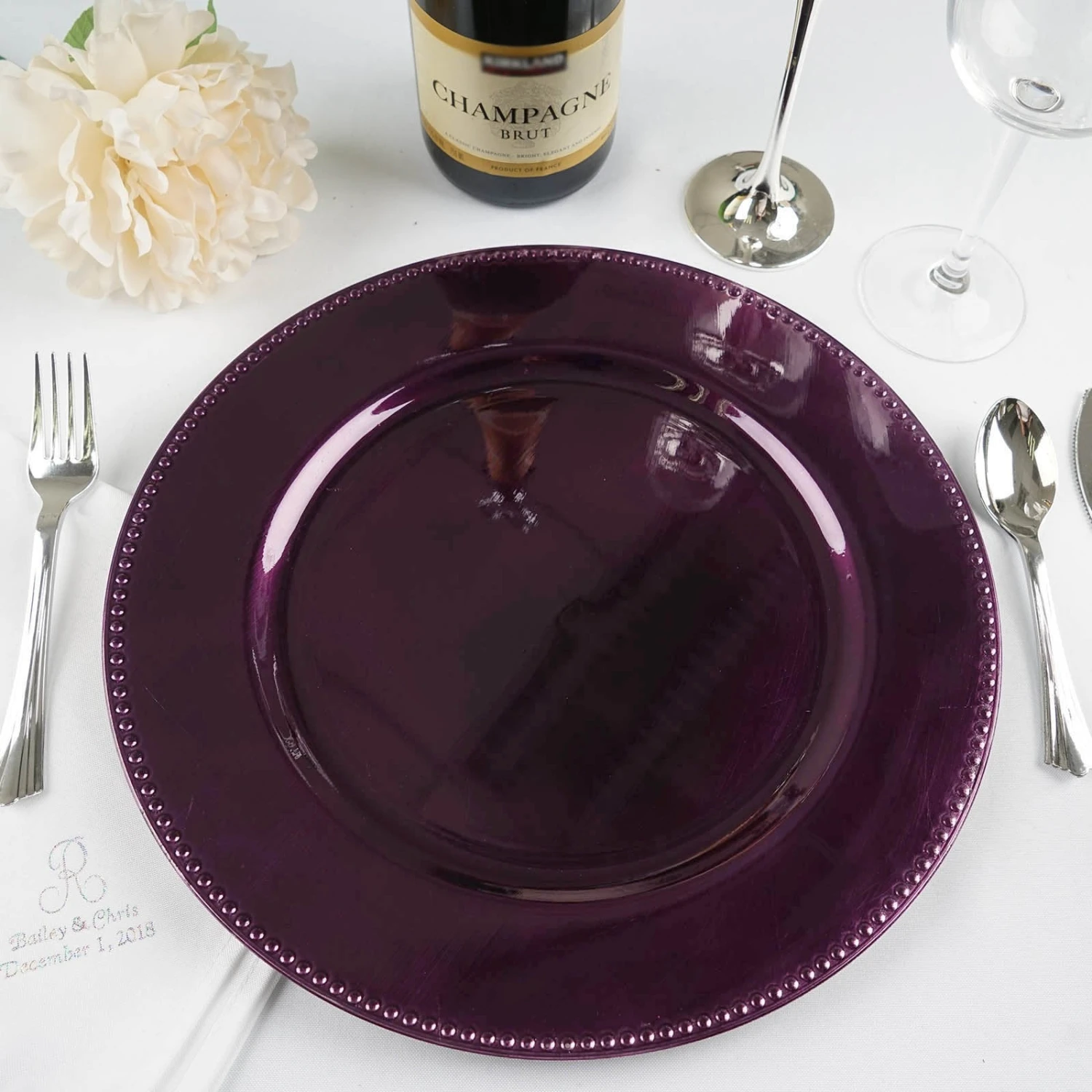 6 Pack Beaded Acrylic Charger Plate, Plastic Round Dinner Charger Tabletop Decor 13" 16 6 Pack Beaded Acrylic Charger Plate, Plastic Round Dinner Charger Tabletop Decor 13" - Image 16