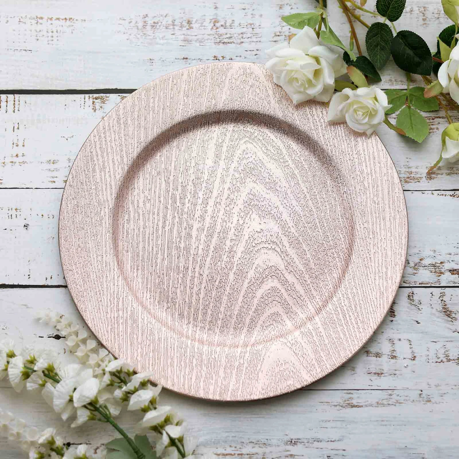 6 Pack Embossed Wood Grain Round Acrylic Charger Plates, Boho Chic Table Decor 13" 12 6 Pack Embossed Wood Grain Round Acrylic Charger Plates, Boho Chic Table Decor 13" - Image 12