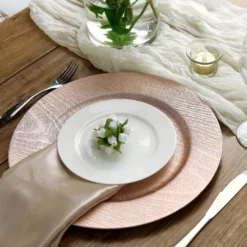 6 Pack Embossed Wood Grain Round Acrylic Charger Plates, Boho Chic Table Decor 13" 29 6 Pack Embossed Wood Grain Round Acrylic Charger Plates, Boho Chic Table Decor 13" -Home Decor Promotional Store CHRG 1303 054 02