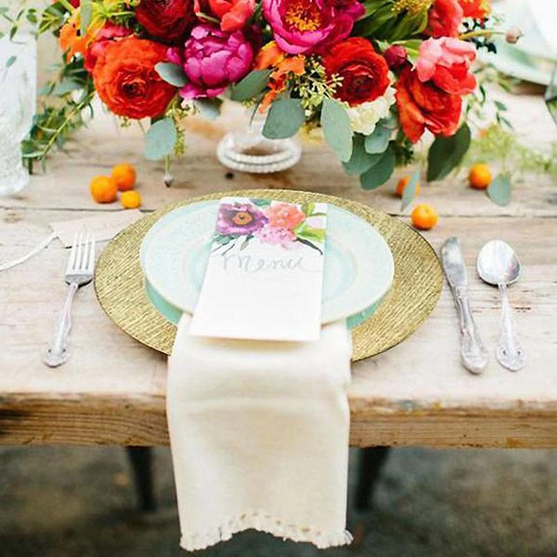 6 Pack Embossed Wood Grain Round Acrylic Charger Plates, Boho Chic Table Decor 13" 9 6 Pack Embossed Wood Grain Round Acrylic Charger Plates, Boho Chic Table Decor 13" - Image 9