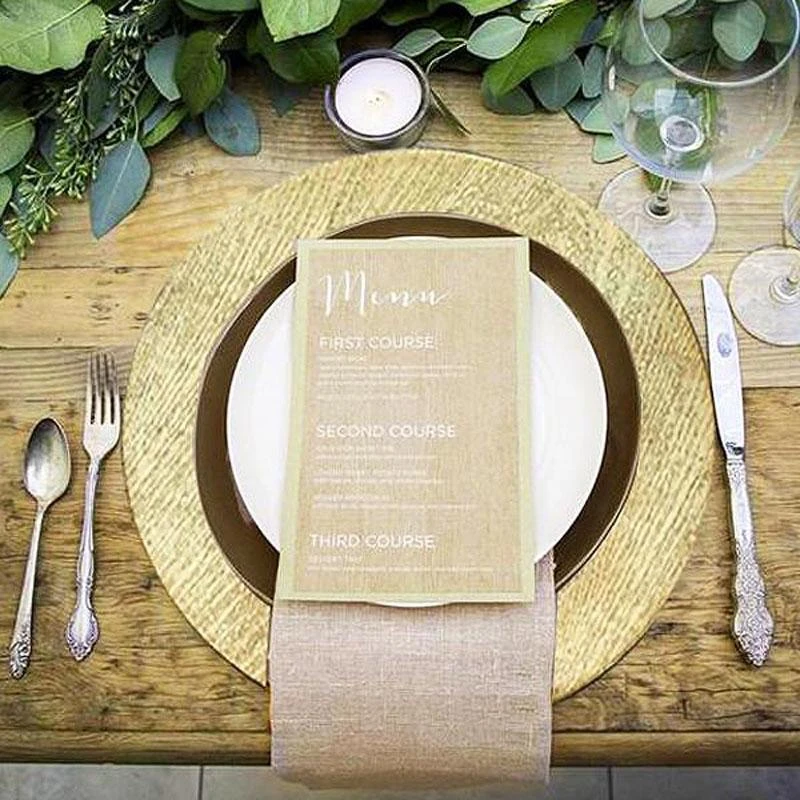 6 Pack Embossed Wood Grain Round Acrylic Charger Plates, Boho Chic Table Decor 13" 6 6 Pack Embossed Wood Grain Round Acrylic Charger Plates, Boho Chic Table Decor 13" - Image 6