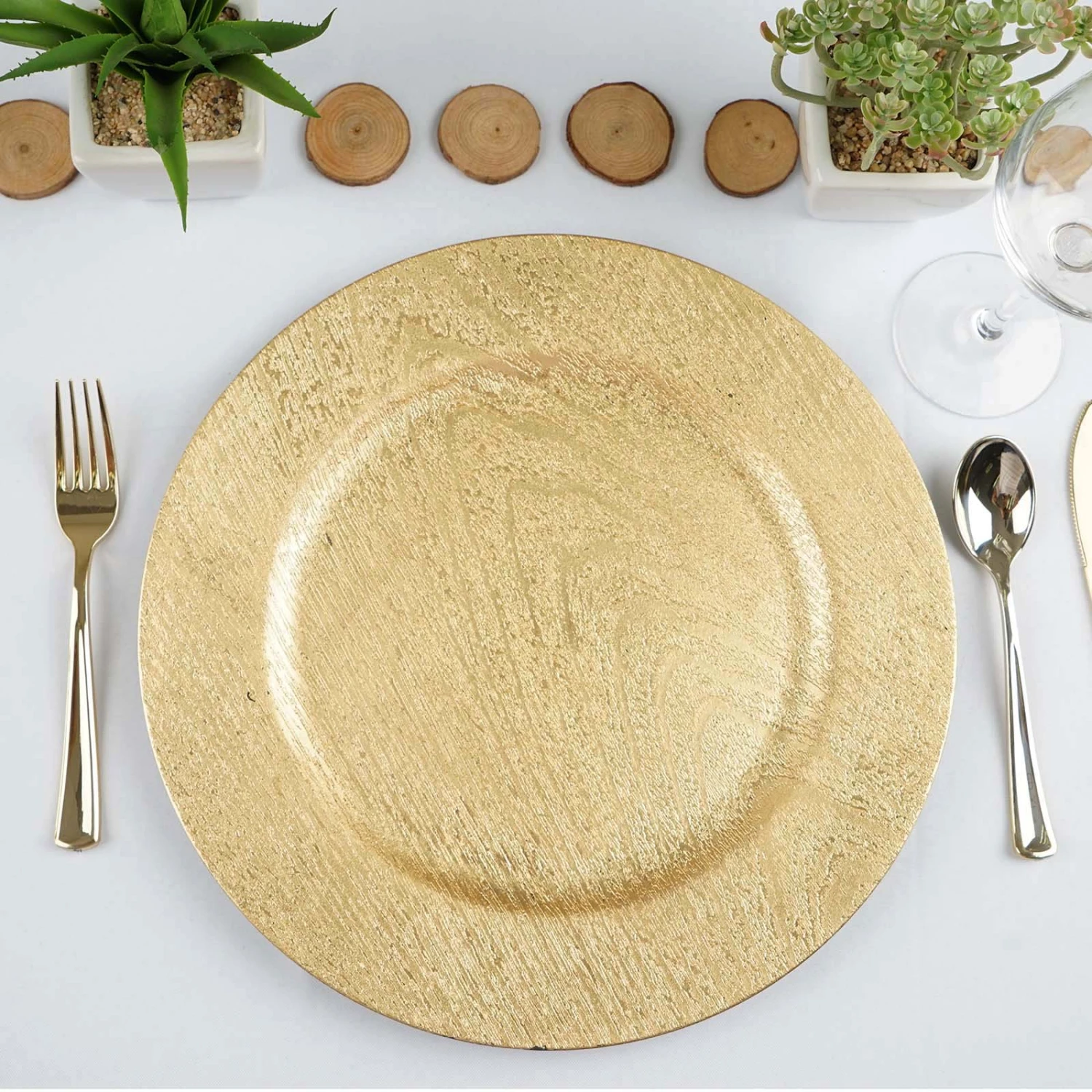 6 Pack Embossed Wood Grain Round Acrylic Charger Plates, Boho Chic Table Decor 13" 1 6 Pack Embossed Wood Grain Round Acrylic Charger Plates, Boho Chic Table Decor 13"