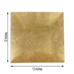 6 Pack Square Embossed Wood Grain Acrylic Charger Plates, Boho Chic Table Decor 12" -Home Decor Promotional Store CHRG 1304 GOLD 98.progressive efa351db 2858 4170 bb00 3cf31af94f94
