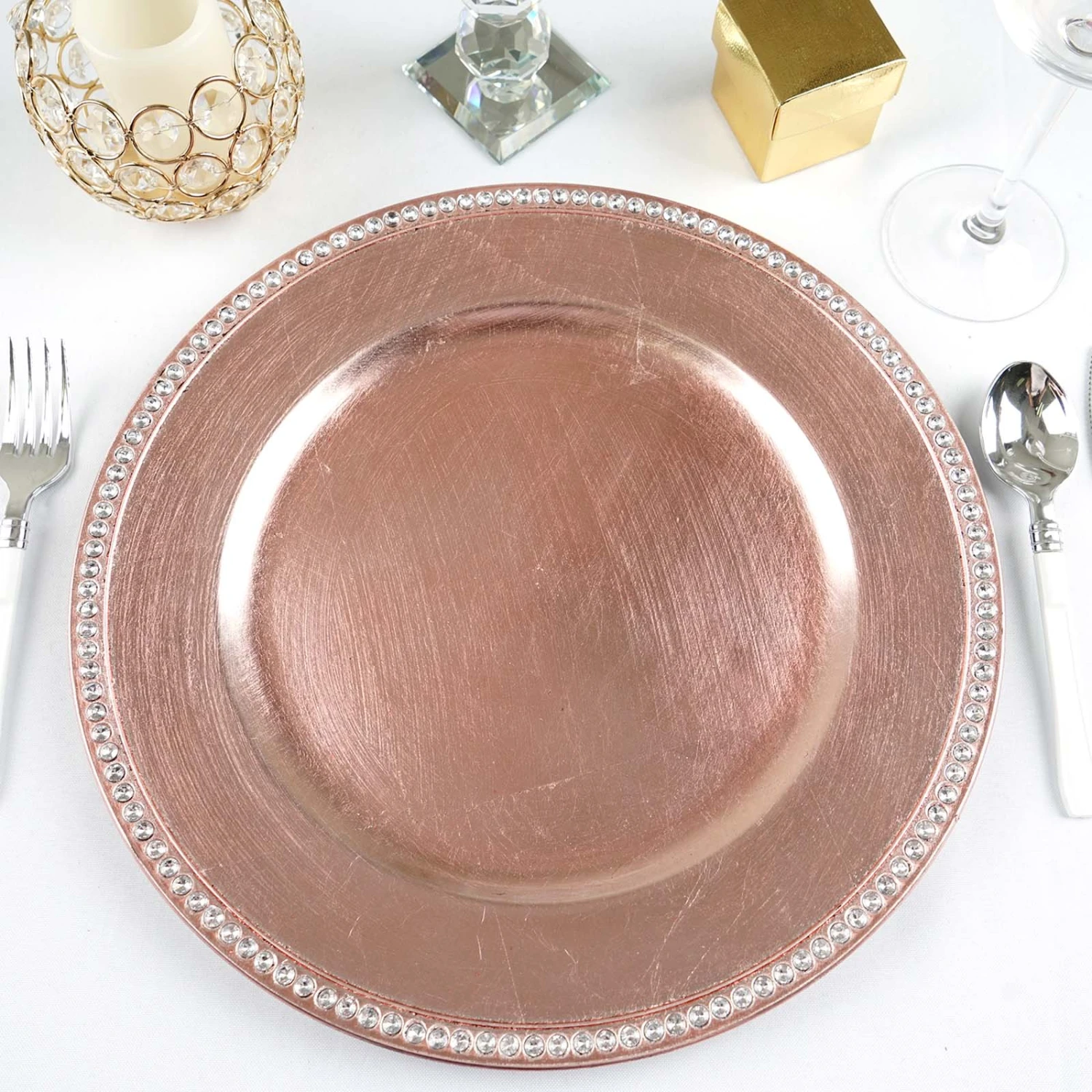 6 Pack Round Acrylic Charger Plates With Rhinestones 13" 9 6 Pack Round Acrylic Charger Plates With Rhinestones 13" - Image 9