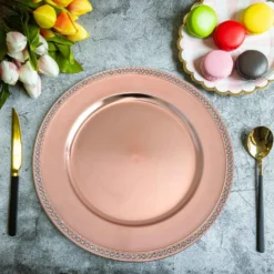 6 Pack Round Acrylic Charger Plates With Rhinestones 13"