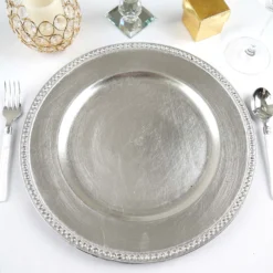 6 Pack Round Acrylic Charger Plates With Rhinestones 13" 22 6 Pack Round Acrylic Charger Plates With Rhinestones 13" -Home Decor Promotional Store CHRG 1306 SILV 01
