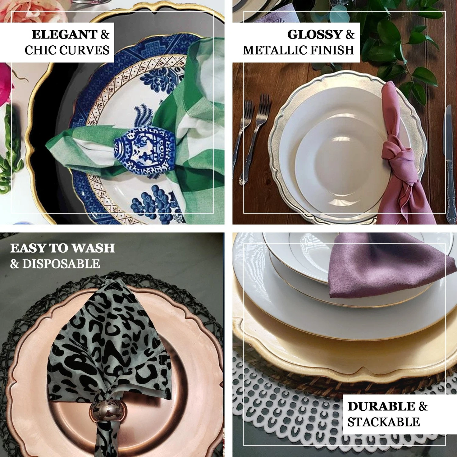 6 Pack Scalloped Edge Hard Acrylic Charger Plates 13" 2 6 Pack Scalloped Edge Hard Acrylic Charger Plates 13" - Image 2