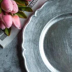 6 Pack Scalloped Edge Hard Acrylic Charger Plates 13" 36 6 Pack Scalloped Edge Hard Acrylic Charger Plates 13" -Home Decor Promotional Store CHRG 1308 SILV D03