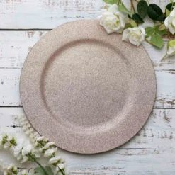 6 Pack Glitter Acrylic Plastic Round Charger Plates 13" -Home Decor Promotional Store CHRG 1309 BLUSH 01