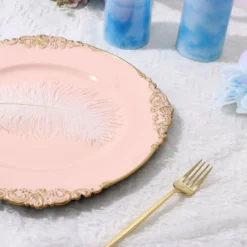 6 Pack Embossed Baroque Round Charger Plates With Antique Design Rim 13" -Home Decor Promotional Store CHRG 1310 046 D02