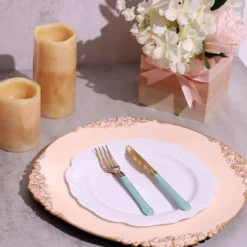 6 Pack Embossed Baroque Round Charger Plates With Antique Design Rim 13" -Home Decor Promotional Store CHRG 1310 046 D07