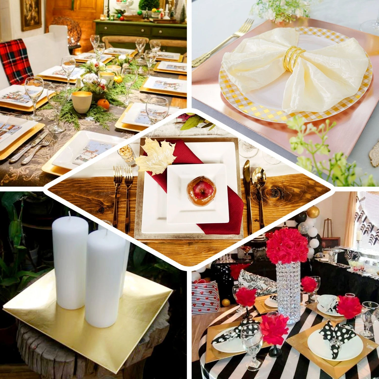 6 Pack Metallic Square Rim Acrylic Charger Plates, Modern/Glam Table Decor 12" 3 6 Pack Metallic Square Rim Acrylic Charger Plates, Modern/Glam Table Decor 12" - Image 3