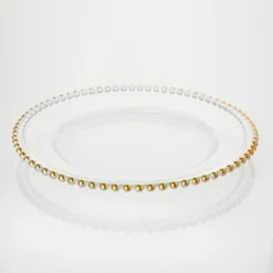 8 Pack Beaded Round Glass Charger Plates, Tabletop Decor 12" 30 8 Pack Beaded Round Glass Charger Plates, Tabletop Decor 12" -Home Decor Promotional Store CHRG 4239 GOLD D07