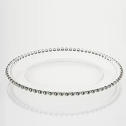 8 Pack Beaded Round Glass Charger Plates, Tabletop Decor 12" 27 8 Pack Beaded Round Glass Charger Plates, Tabletop Decor 12" -Home Decor Promotional Store CHRG 4239 SILV D07