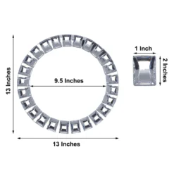 2 Pack Silver Jeweled Rim Premium Glass Mirror Charger Plates 13" 29 2 Pack Silver Jeweled Rim Premium Glass Mirror Charger Plates 13" -Home Decor Promotional Store CHRG GLAS0001 SILV 98