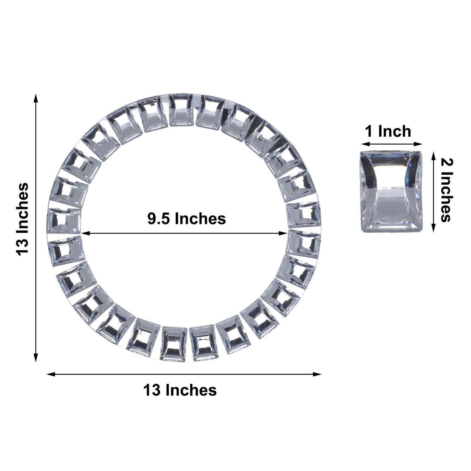 2 Pack Silver Jeweled Rim Premium Glass Mirror Charger Plates 13" 15 2 Pack Silver Jeweled Rim Premium Glass Mirror Charger Plates 13" - Image 15