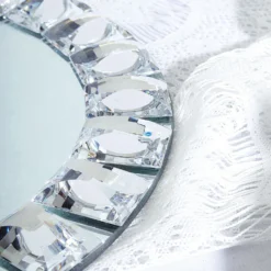 2 Pack Silver Jeweled Rim Premium Glass Mirror Charger Plates 13" 26 2 Pack Silver Jeweled Rim Premium Glass Mirror Charger Plates 13" -Home Decor Promotional Store CHRG GLAS0001 SILV D07