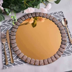 2 Pack Glitter Jeweled Rim Glass Mirror Charger Plates 13" -Home Decor Promotional Store CHRG GLAS0002 GOLD D04.progressive 9546d9a1 8140 445c a863 8887b947e314
