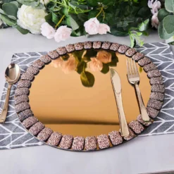 2 Pack Glitter Jeweled Rim Glass Mirror Charger Plates 13" -Home Decor Promotional Store CHRG GLAS0002 GOLD D05.progressive 2c60d8d1 8668 4814 a87b f53e9db3ce7d