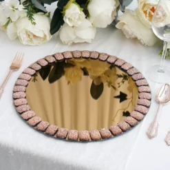 2 Pack Glitter Jeweled Rim Glass Mirror Charger Plates 13" -Home Decor Promotional Store CHRG GLAS0002 GOLD D15.progressive 74e30419 00b5 48a8 8461 0083c9d651a7