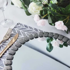 2 Pack Glitter Jeweled Rim Glass Mirror Charger Plates 13" -Home Decor Promotional Store CHRG GLAS0002 SILV D02.progressive 80449f56 1f6e 4455 9ced f4eef04c57d6