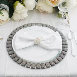 2 Pack Glitter Jeweled Rim Glass Mirror Charger Plates 13" -Home Decor Promotional Store CHRG GLAS0002 SILV D15.progressive e1625169 aea7 4116 8a78 6a005beacc08