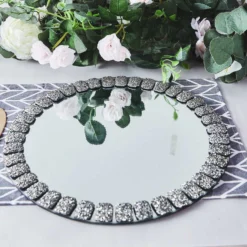 2 Pack Glitter Jeweled Rim Glass Mirror Charger Plates 13" -Home Decor Promotional Store CHRG GLAS0002 SILV 02.progressive 8ee33df8 34e7 4293 bd8b 93685a77f1d7