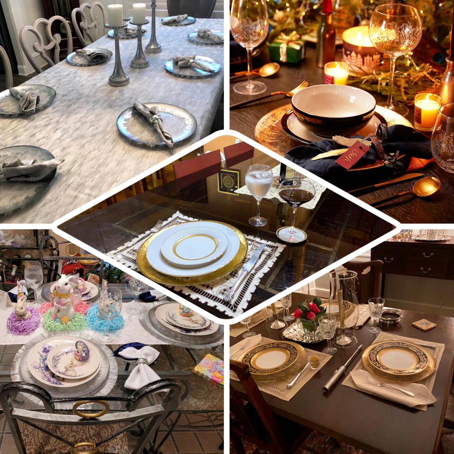 8 Pack Round Glass Charger Plates With Metallic Spray Rim 13" 3 8 Pack Round Glass Charger Plates With Metallic Spray Rim 13" - Image 3