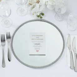 2 Pack Mirror Glass Charger Plates With Rhinestone Rim 13" Round 27 2 Pack Mirror Glass Charger Plates With Rhinestone Rim 13" Round -Home Decor Promotional Store CHRG GLAS0004 SILV 01 grande.progressive d3c3bc50 b0b9 45f0 a373 09872c8a760d
