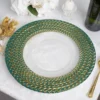 8 Pack Luxurious Braided Rim Glass Charger Plates, Clear Round Charger Plates 13"