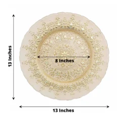 8 Pack Gold Monaco Style Glass Table Serving Plates, Ornate Design Dinner Charger Trays 13" 20 8 Pack Gold Monaco Style Glass Table Serving Plates, Ornate Design Dinner Charger Trays 13" -Home Decor Promotional Store CHRG GLAS0009 GOLD 98