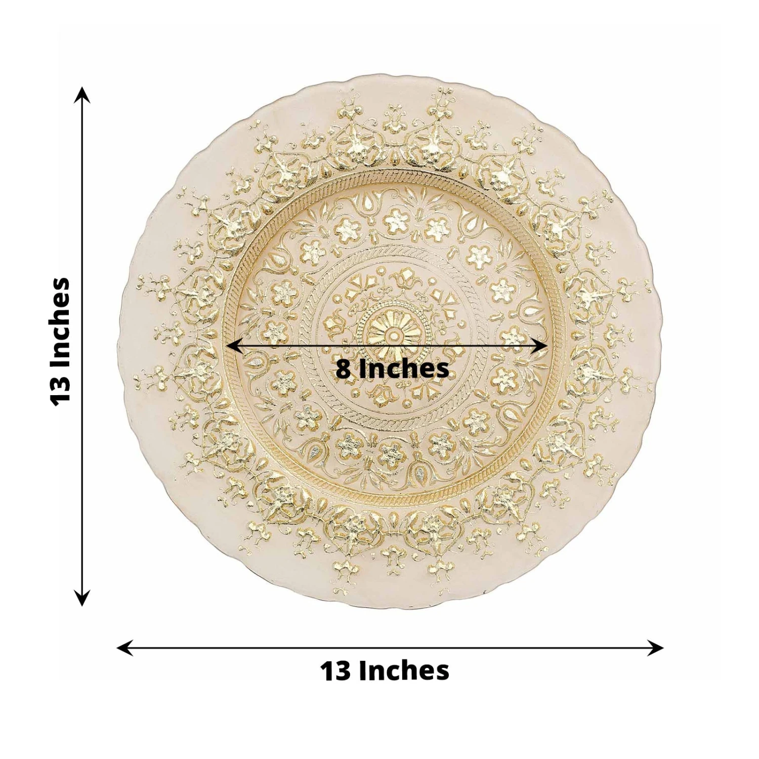 8 Pack Gold Monaco Style Glass Table Serving Plates, Ornate Design Dinner Charger Trays 13" 10 8 Pack Gold Monaco Style Glass Table Serving Plates, Ornate Design Dinner Charger Trays 13" - Image 10