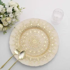 8 Pack Gold Monaco Style Glass Table Serving Plates, Ornate Design Dinner Charger Trays 13" 21 8 Pack Gold Monaco Style Glass Table Serving Plates, Ornate Design Dinner Charger Trays 13" -Home Decor Promotional Store CHRG GLAS0009 GOLD 02