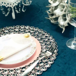 Wired Metal Acrylic Crystal Beaded Charger Plate 14" -Home Decor Promotional Store CHRG MET0002 14 054 D04