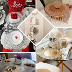 Wired Metal Acrylic Crystal Beaded Charger Plate 14" -Home Decor Promotional Store CHRG MET0002 14 EBC2