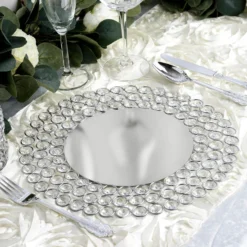 Wired Metal Acrylic Crystal Beaded Charger Plate 14" -Home Decor Promotional Store CHRG MET0002 14 SILV 01 3f4f5fa2 84f5 4c9b 8eb2 20f7f1066b29