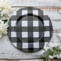 4 Pack Buffalo Plaid Metal Charger Plates, Checkered Picnic Dinner Charger Plates 13" 18 4 Pack Buffalo Plaid Metal Charger Plates, Checkered Picnic Dinner Charger Plates 13" -Home Decor Promotional Store CHRG MET0003 BLK 01.progressive 6eafc6a8 c907 49ac 9656 8d5ca809b5dc
