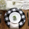 4 Pack Buffalo Plaid Metal Charger Plates, Checkered Picnic Dinner Charger Plates 13"